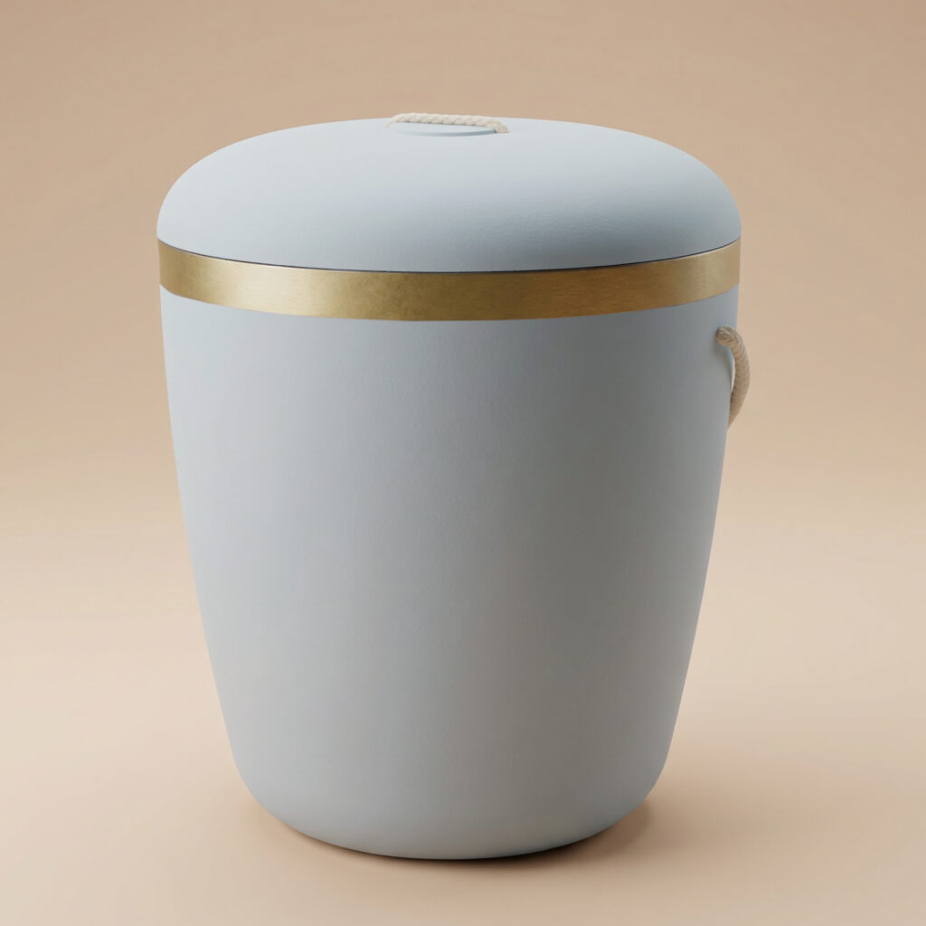 Unti biodegradable urn with ribbon in light blue by UrnBT